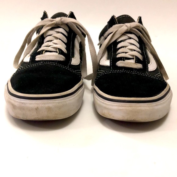 Vans 6.5 Black Old Skool Shoe White Sidestrip stitch Suede & canvas very good - Picture 3 of 9